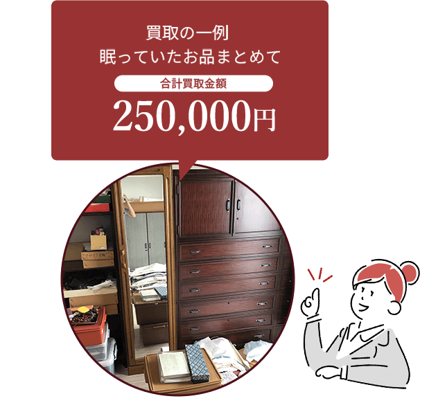 買取の一例 眠っていたお品まとめて合計買取金額250,000円